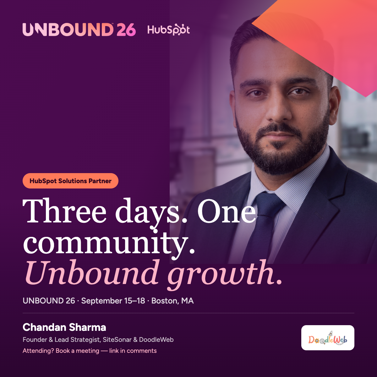Chandan Sharma of DoodleWeb at HubSpot UNBOUND 26, Boston, September 15-18 2026