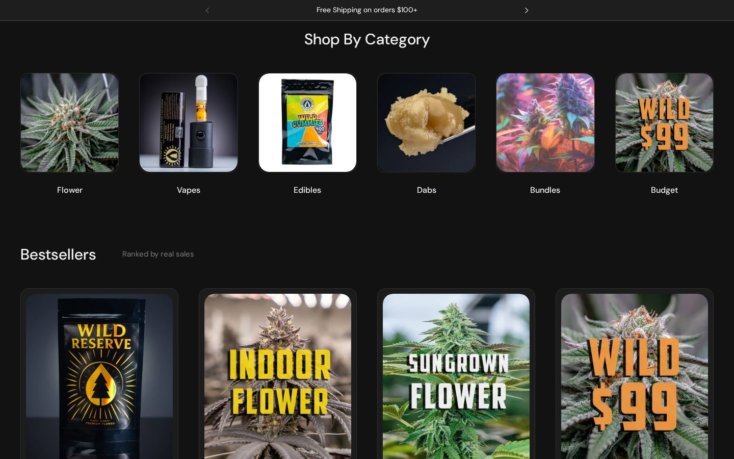 Wildflower Hemp Co Shopify Plus storefront, product and content sections